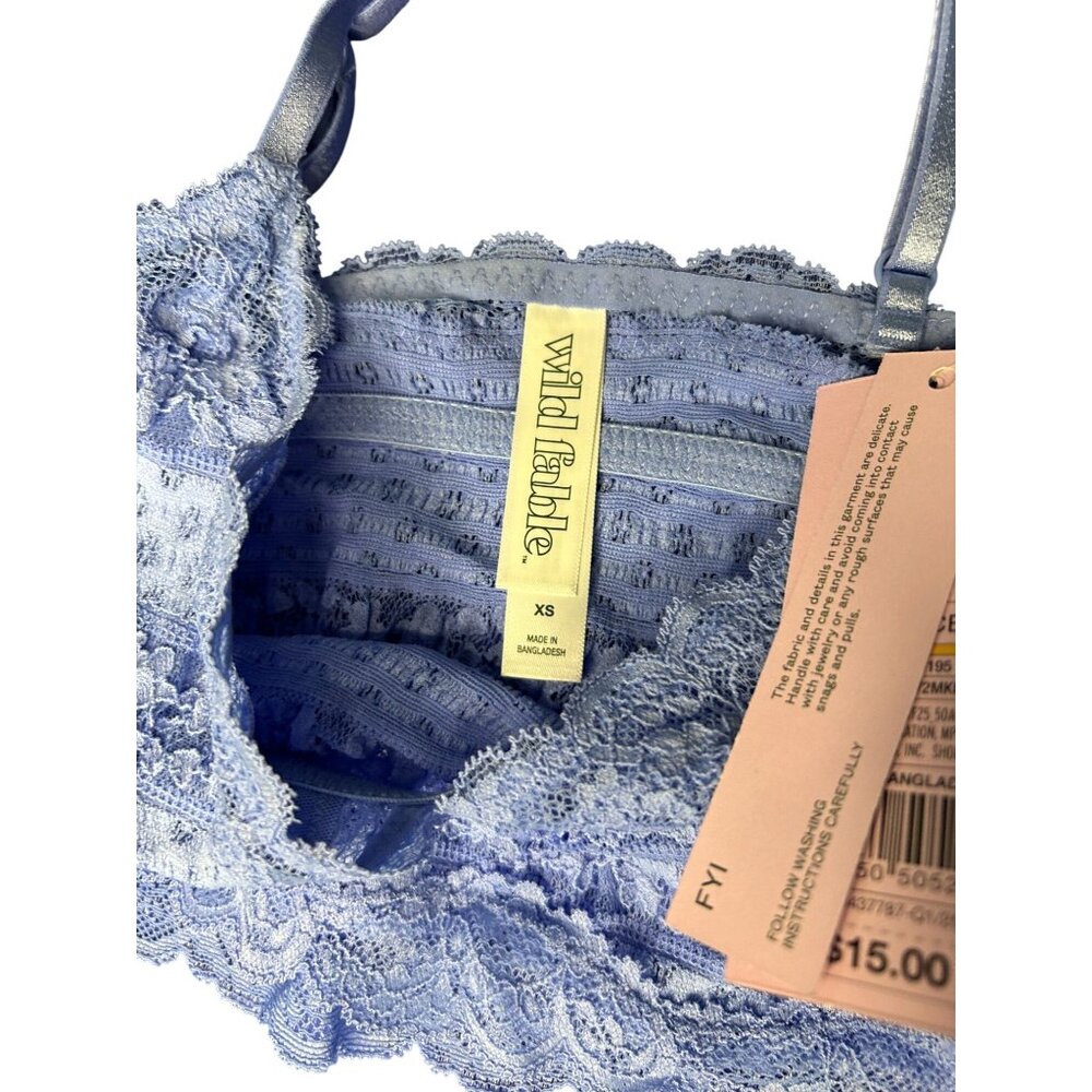 NWT Wild Fable XS Light Blue Lace Bralette With Adjustable Straps